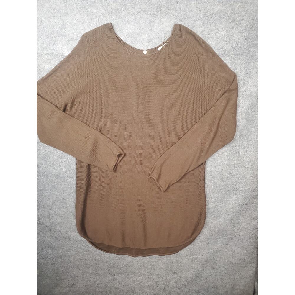 Women's Michael Kors Size XL Brown Long Tunic Slouchy Sweater Back Zip